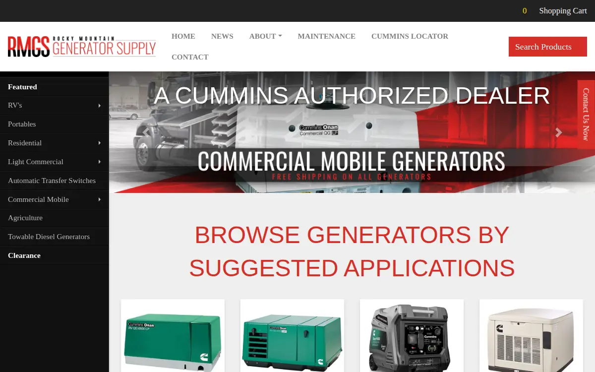 Homepage of Rocky Mountain Generator Supply, INC.