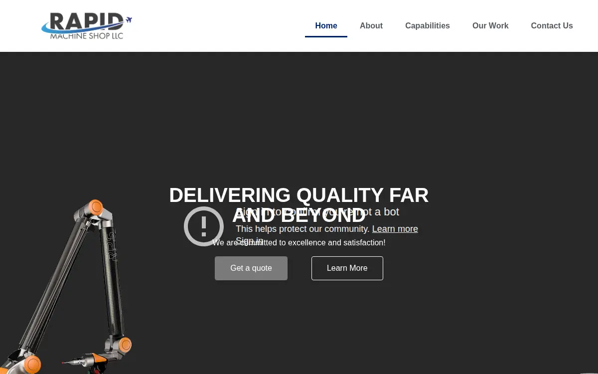 Homepage of Rapid Machine Shop LLC