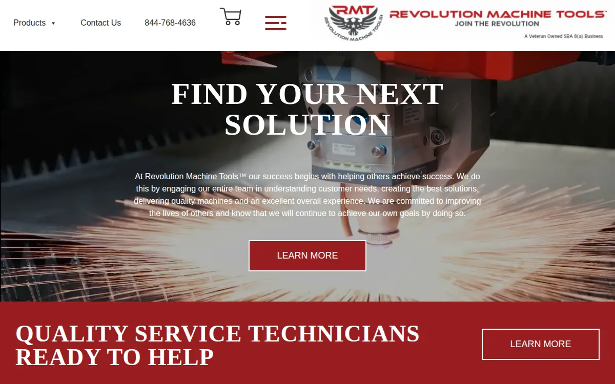 Homepage of Revolution Machine Tools, INC.