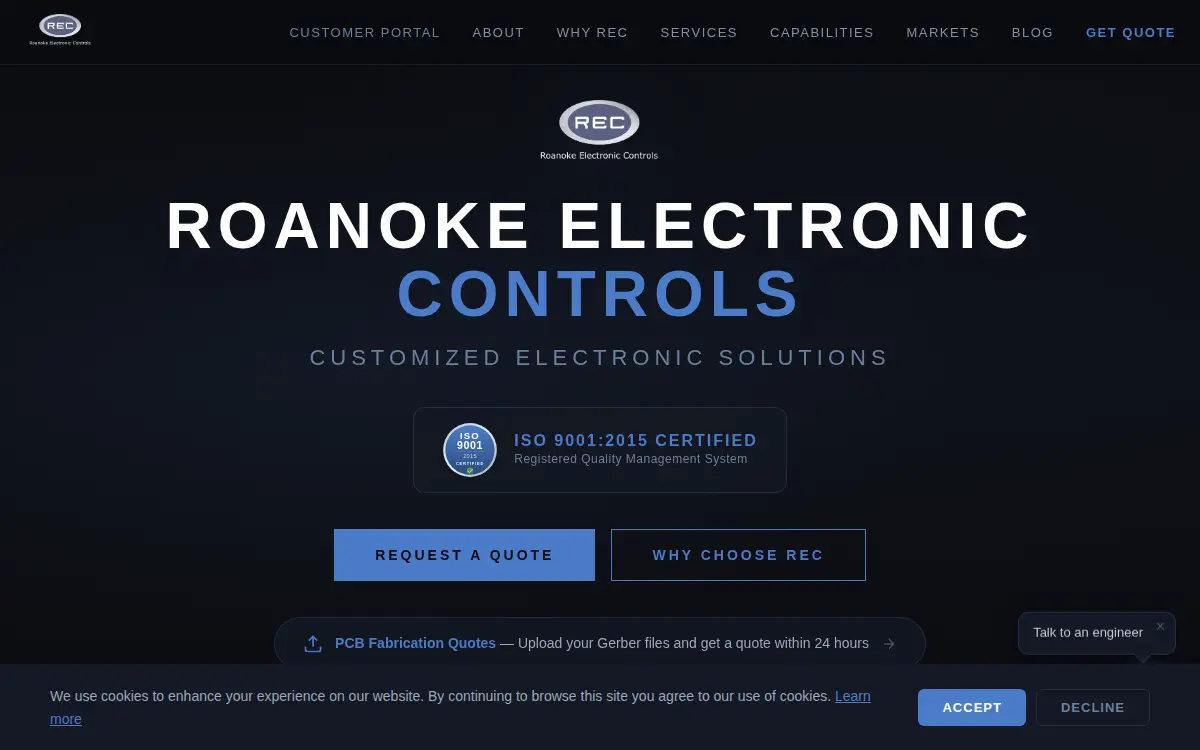 Homepage of Roanoke Electronic Controls, INC
