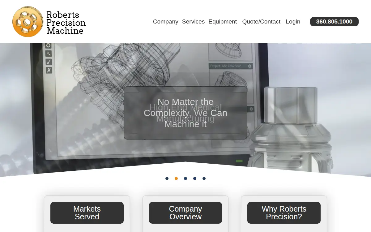 Homepage of Roberts Precision Machine, INC.