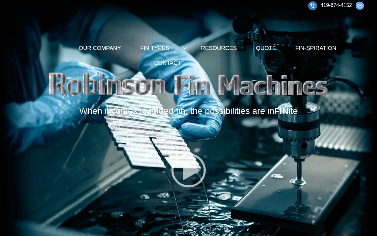Homepage of Robinson Fin Machines INC