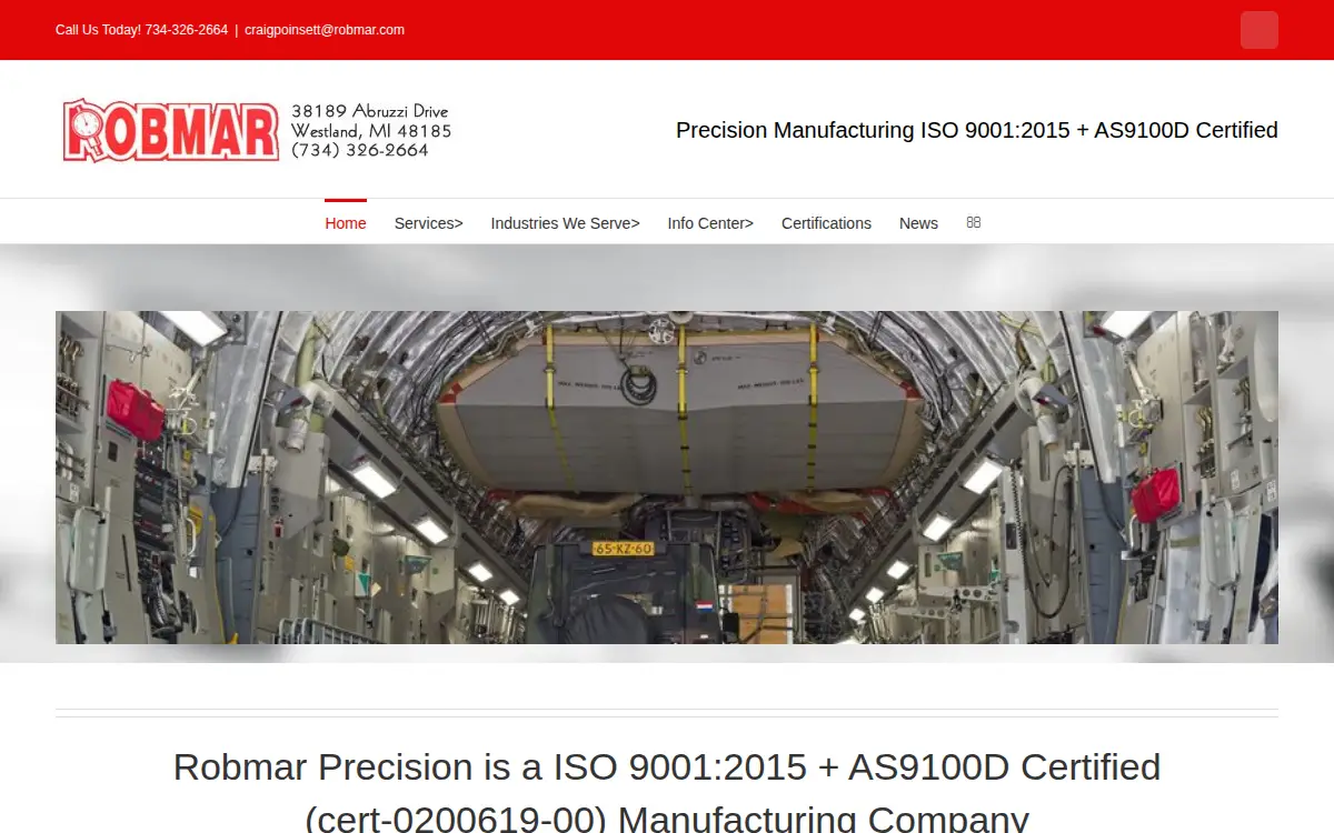 Homepage of Robmar Precision, INC