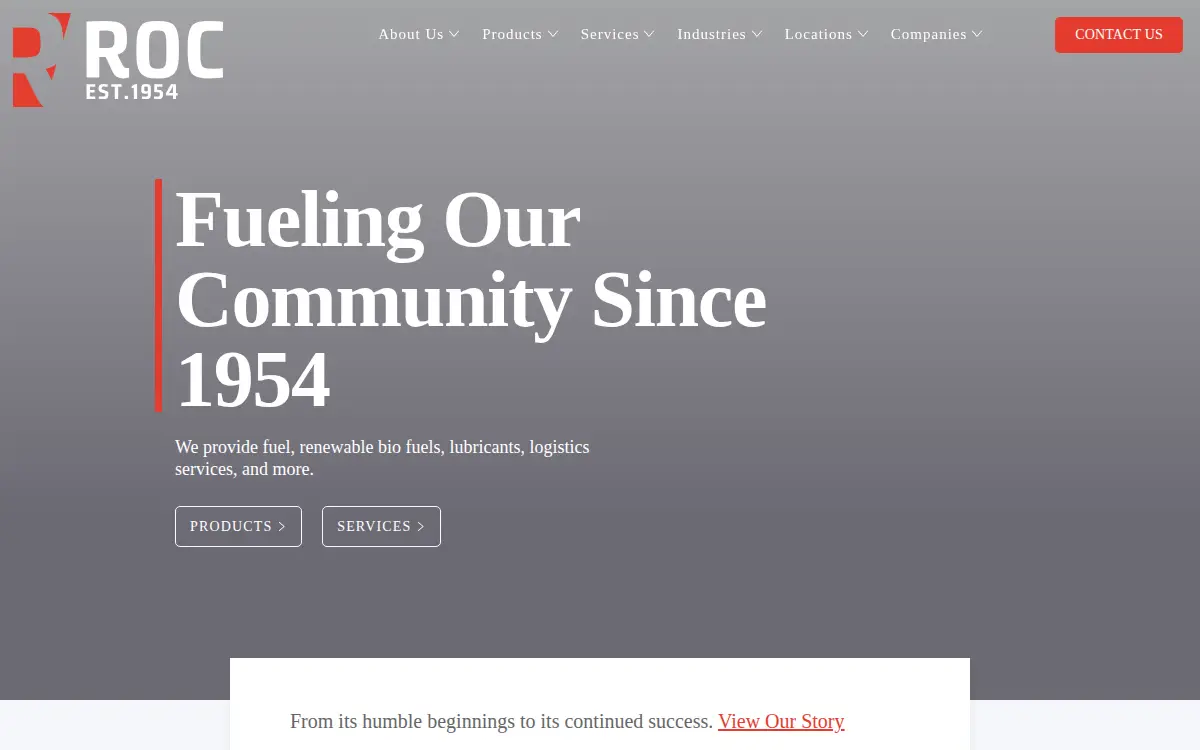 Homepage of Rebel Oil Company Incorporated
