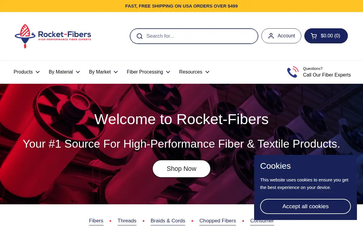 Homepage of Rocket-fibers LLC