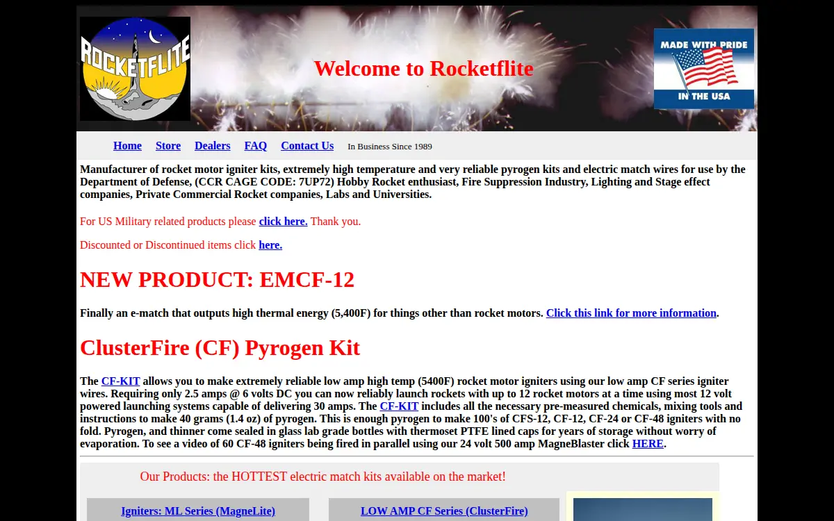 Homepage of Rocketflite, LLC