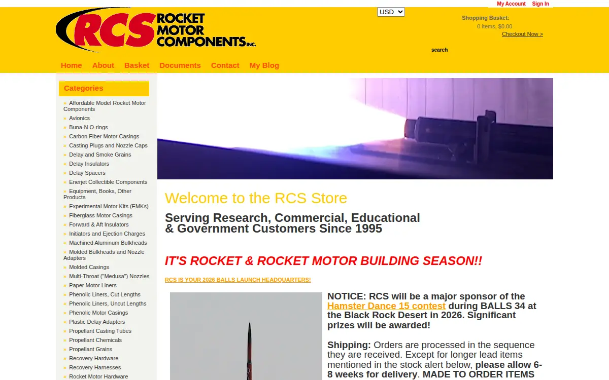 Homepage of Rcs Rocket Motor Components, INC.