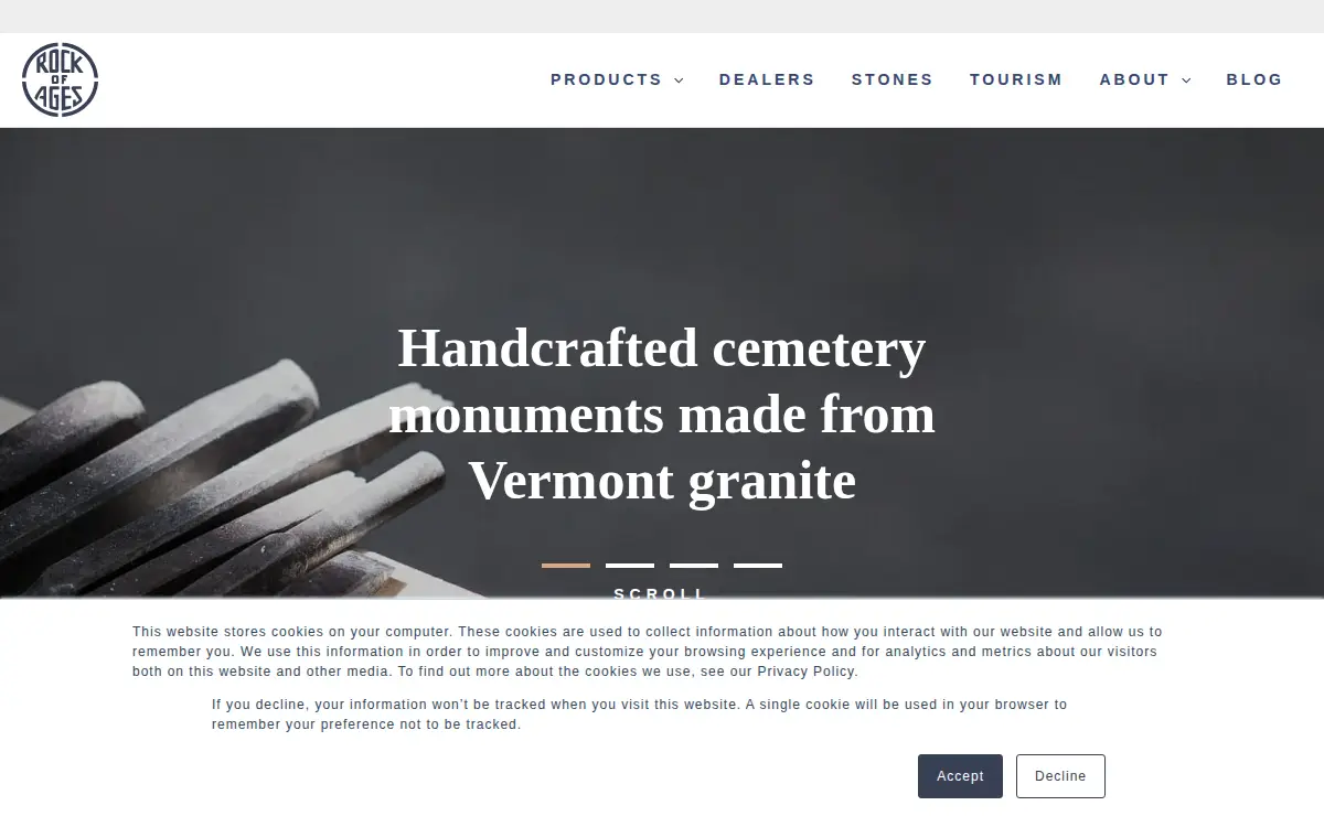 Homepage of Rock of Ages Corporation