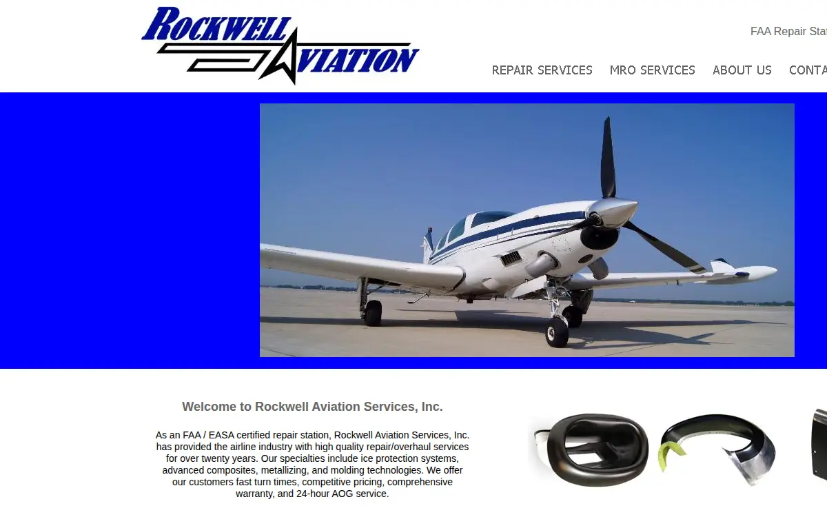 Homepage of Rockwell Aviation Services