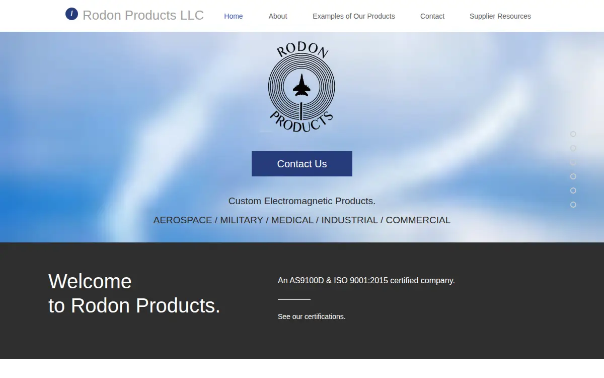 Homepage of Rodon Products LLC