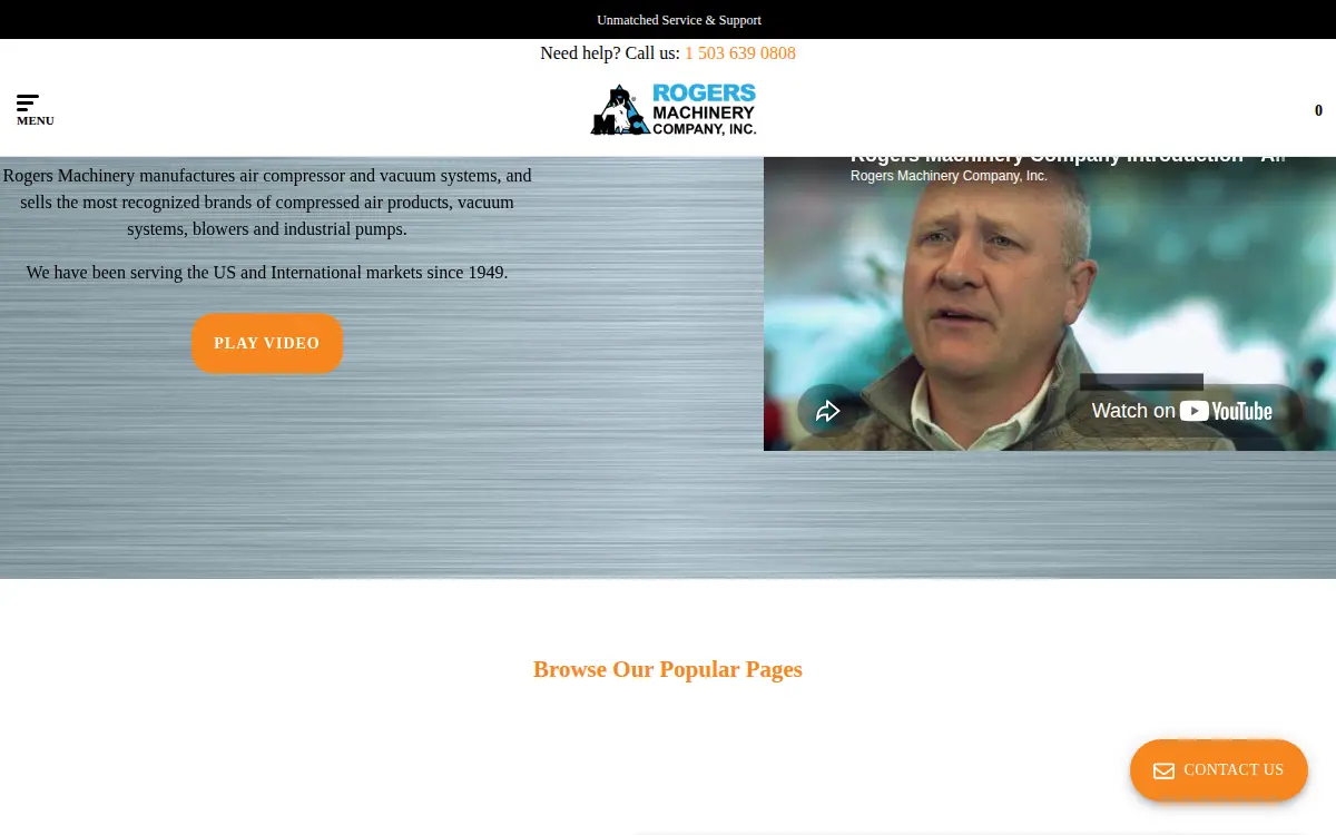 Homepage of Rogers Machinery Company, INC.