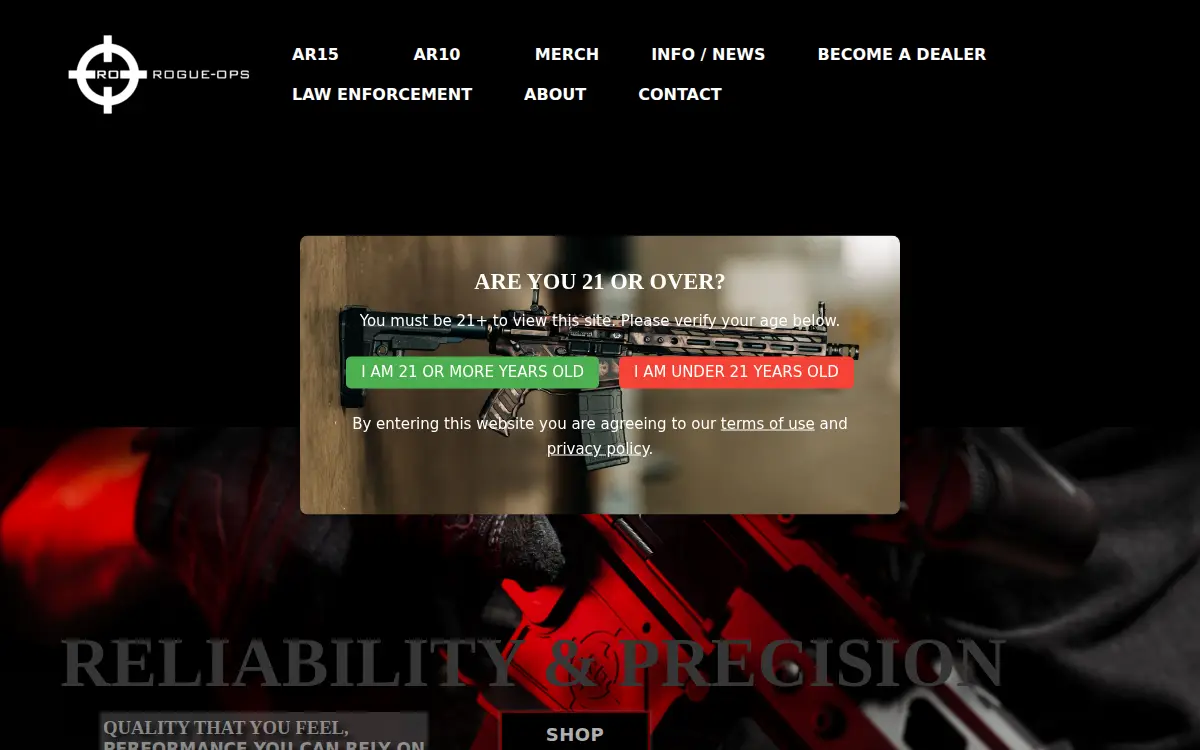 Homepage of Rogue Ops LLC