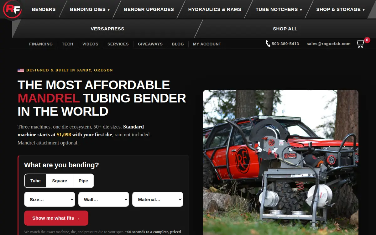 Homepage of Rogue Fabrication, LLC