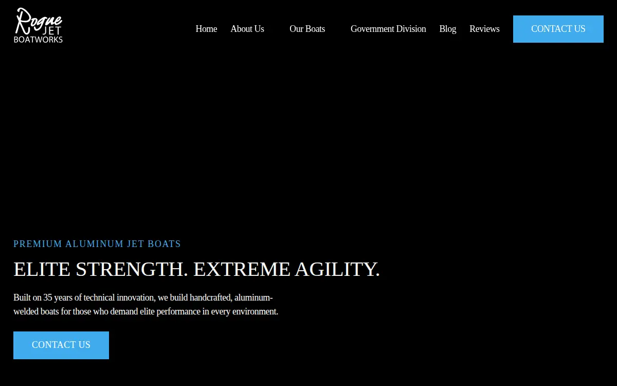 Homepage of Rogue Jet Boatworks, INC