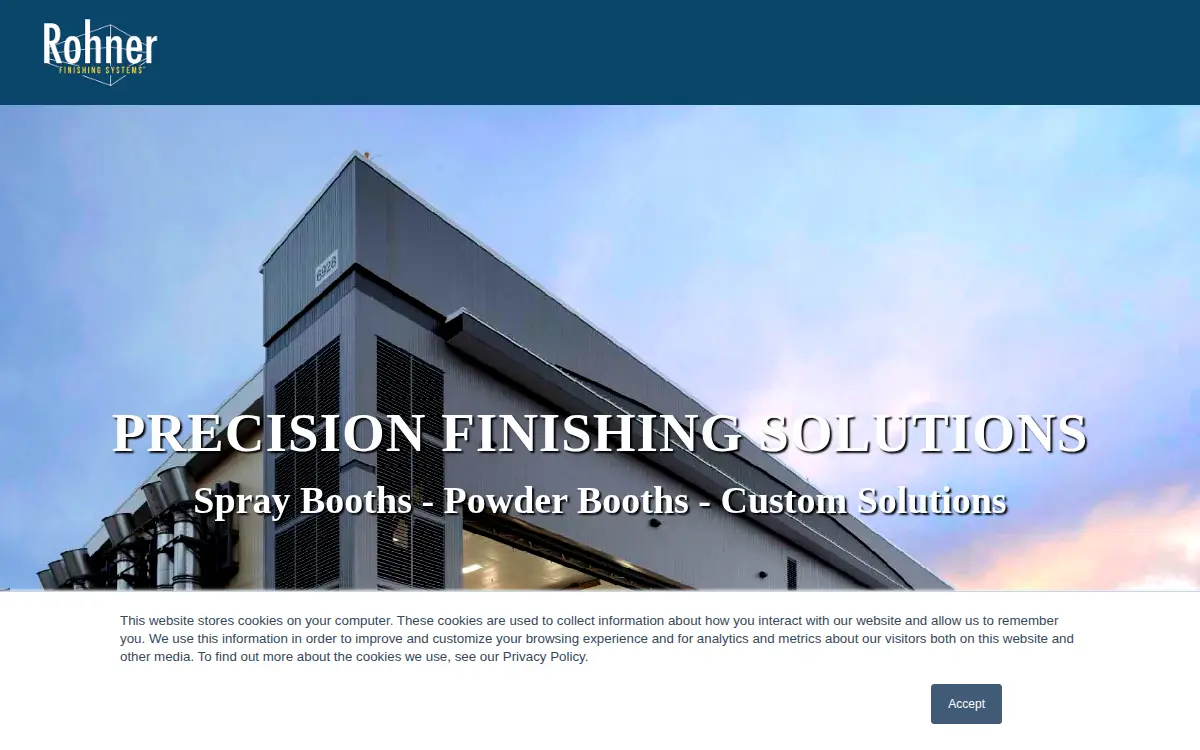 Homepage of Rohner Finishing Systems LLC