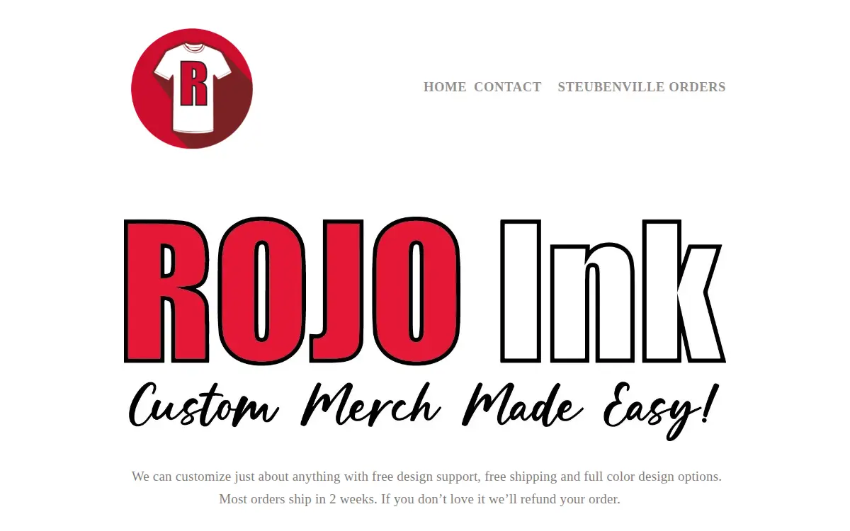 Homepage of Rojo Ink LLC