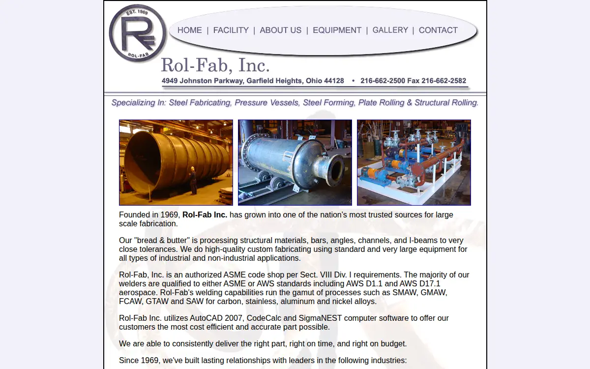 Homepage of Rol Fab INC