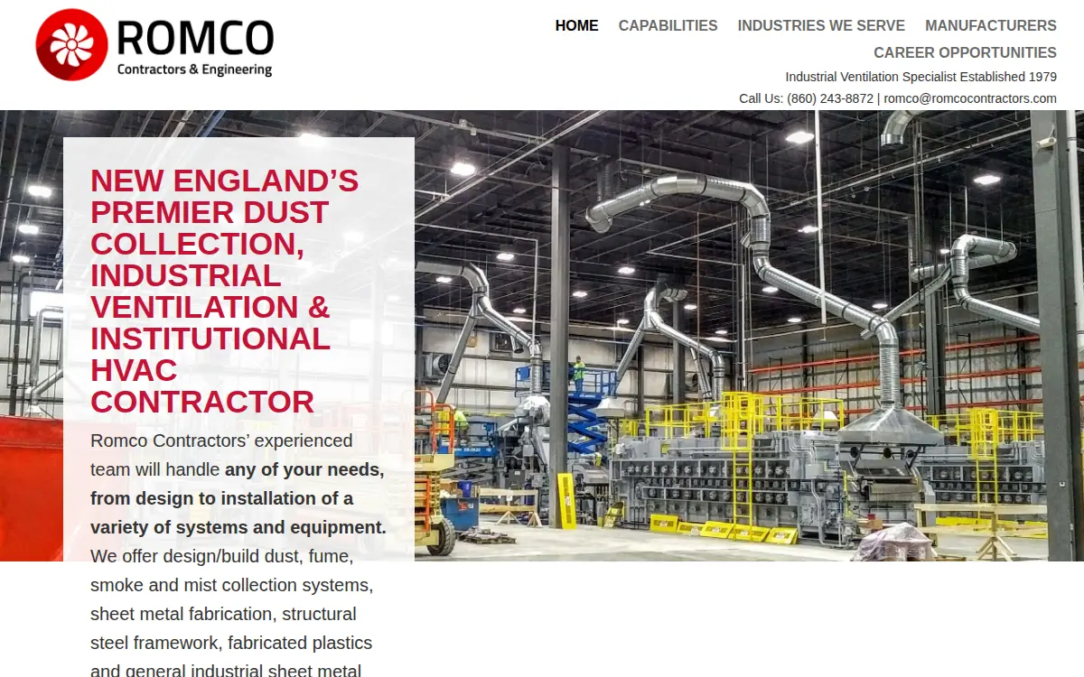Homepage of Romco Contractors, INC.