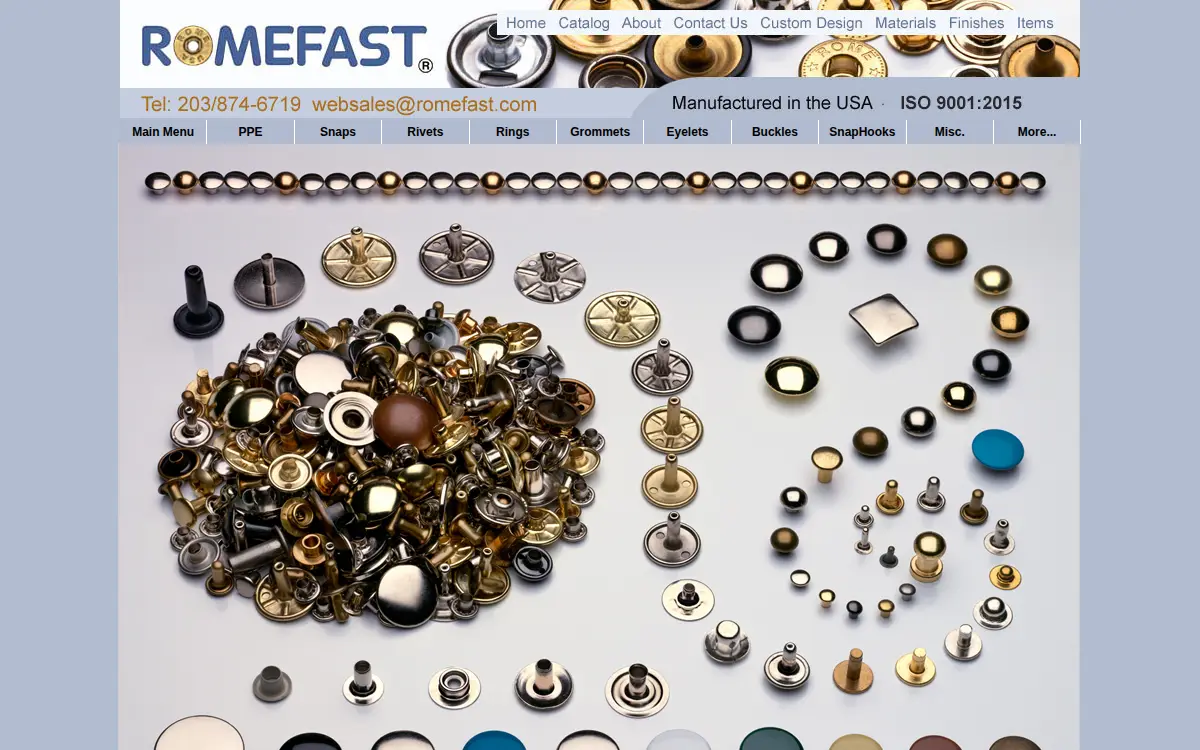Homepage of Rome Fastener Corporation