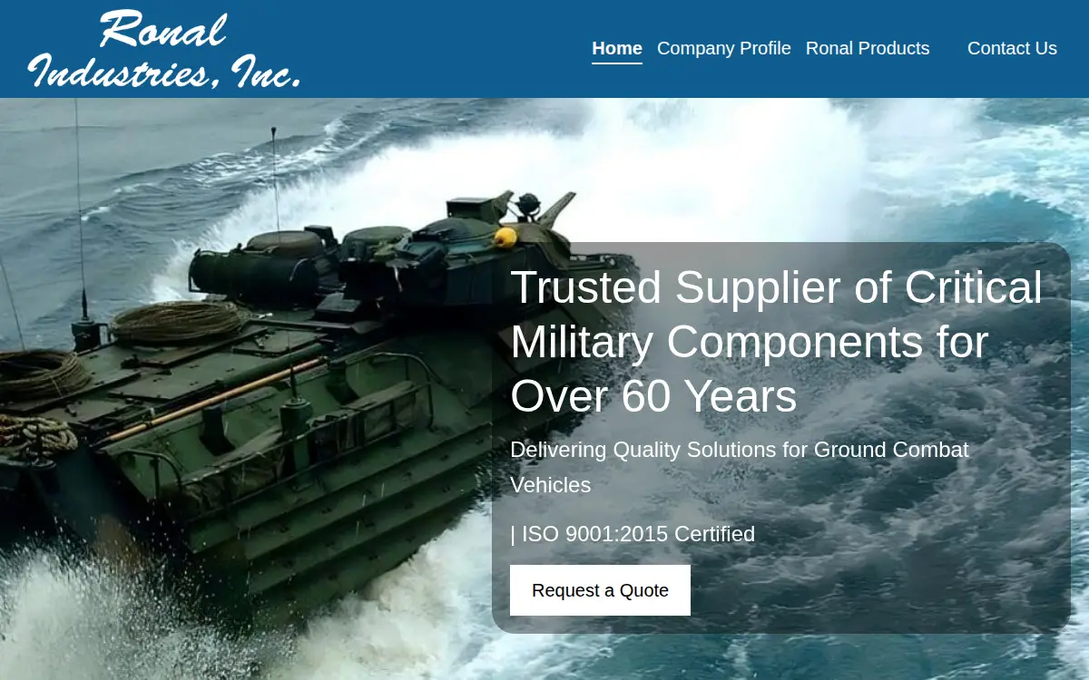 Homepage of Ronal Industries, INC.