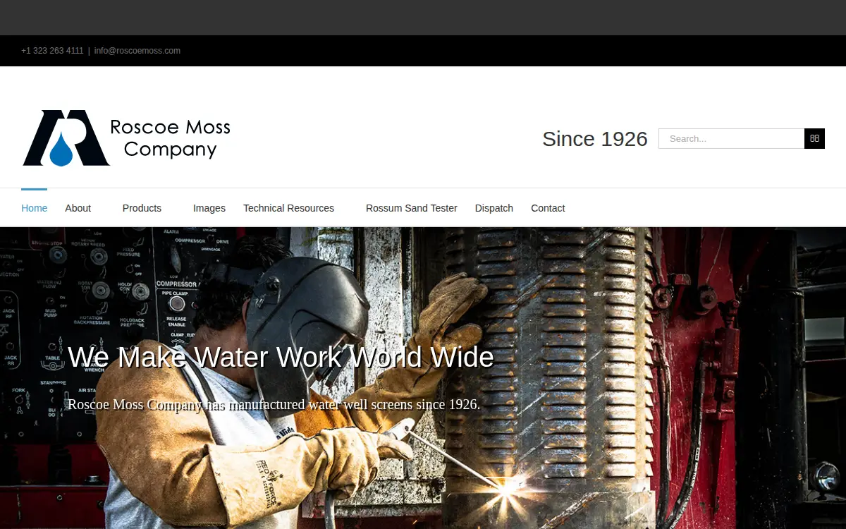Homepage of Roscoe Moss Manufacturing CO