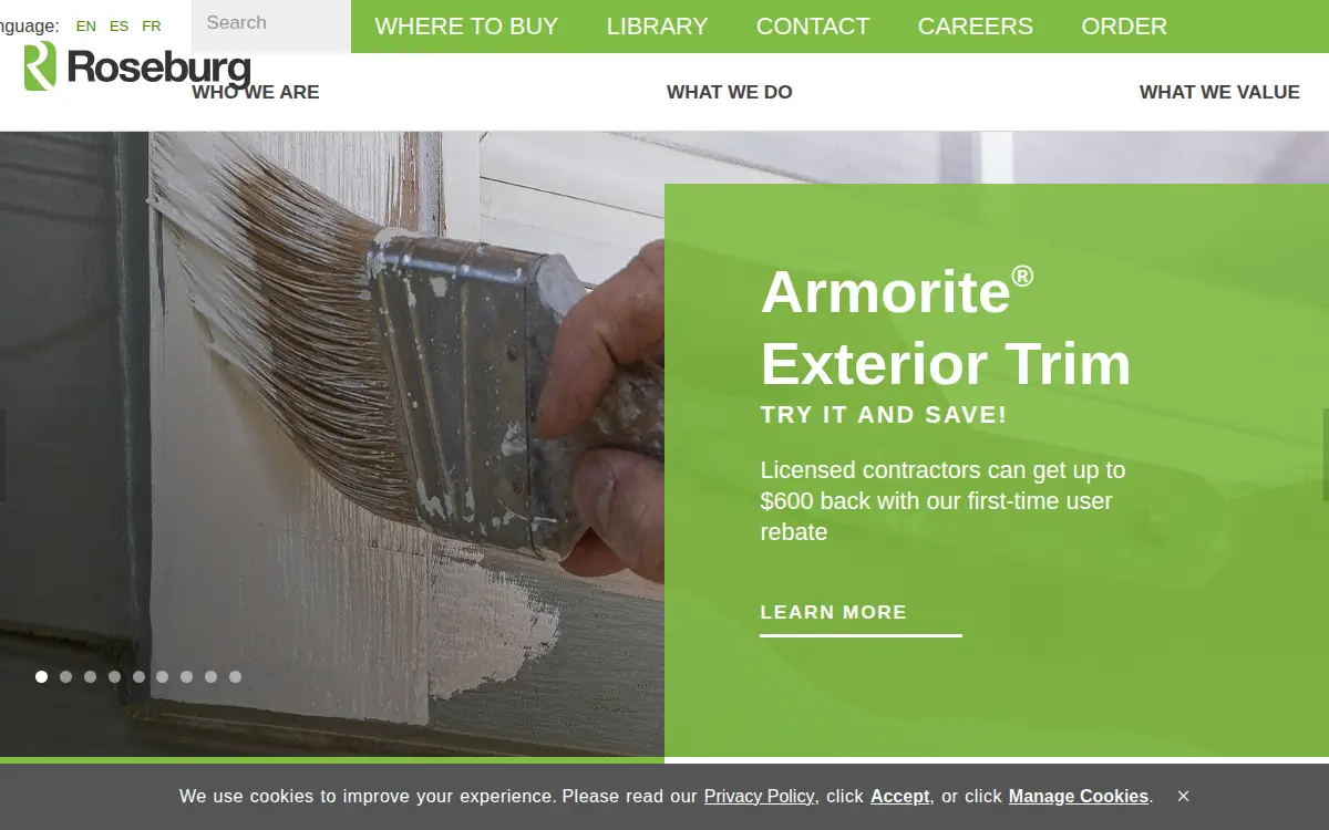 Homepage of Roseburg Forest Products CO.