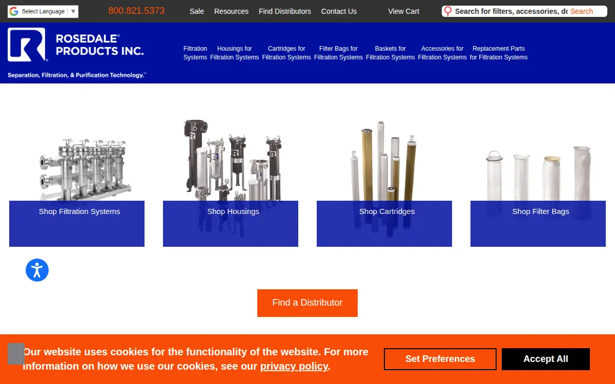 Homepage of Rosedale Products, INC