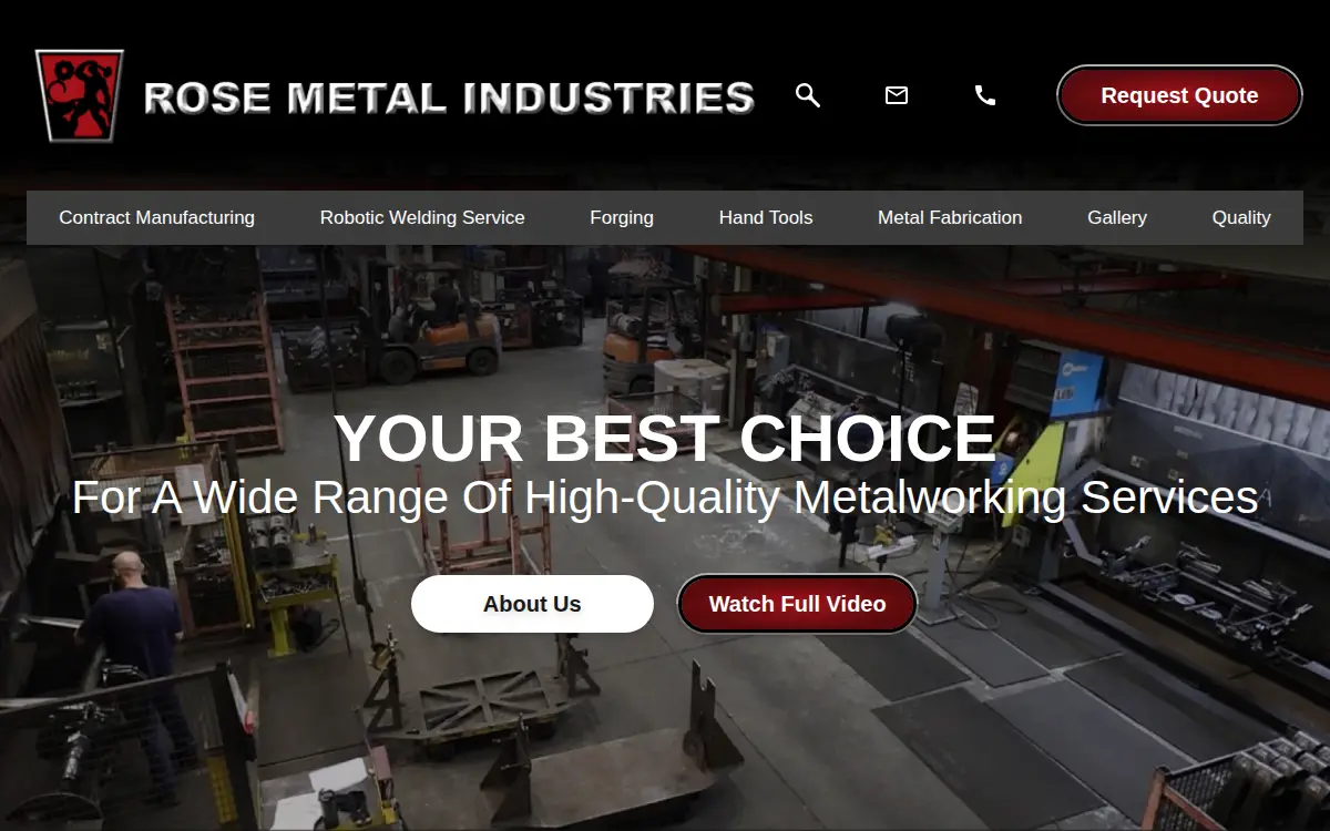 Homepage of Rose Metal Industries, LLC