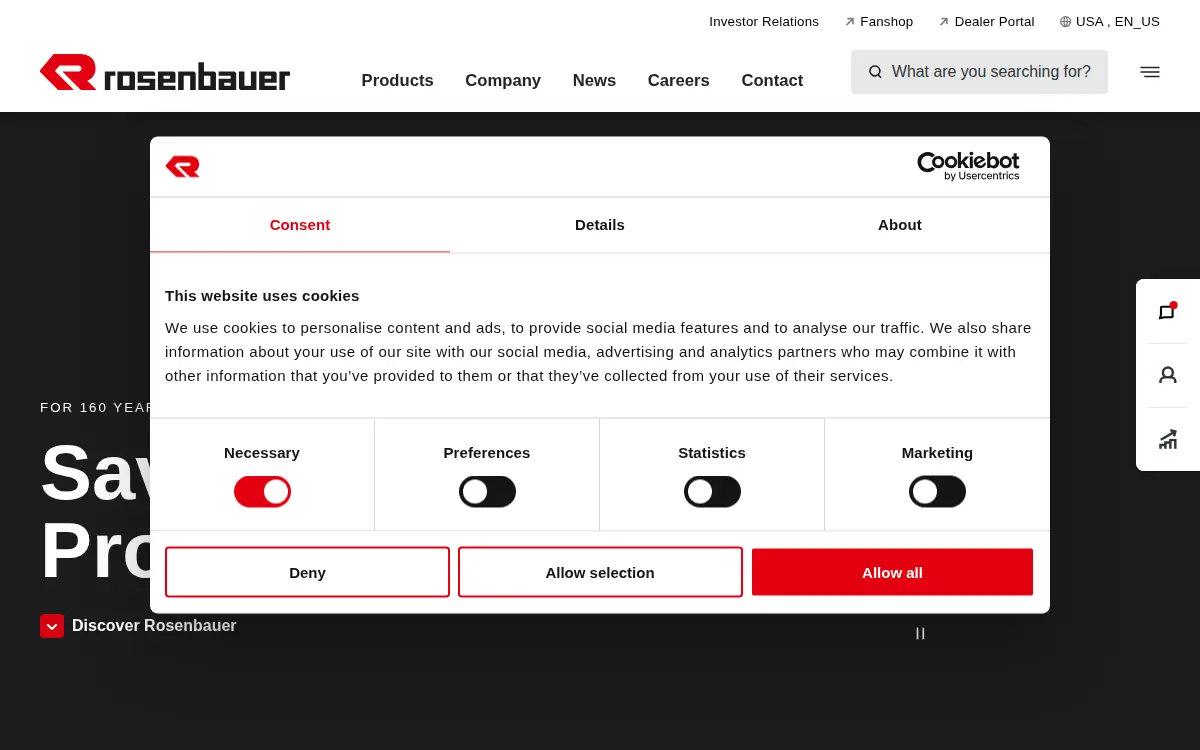 Homepage of Rosenbauer South Dakota, LLC