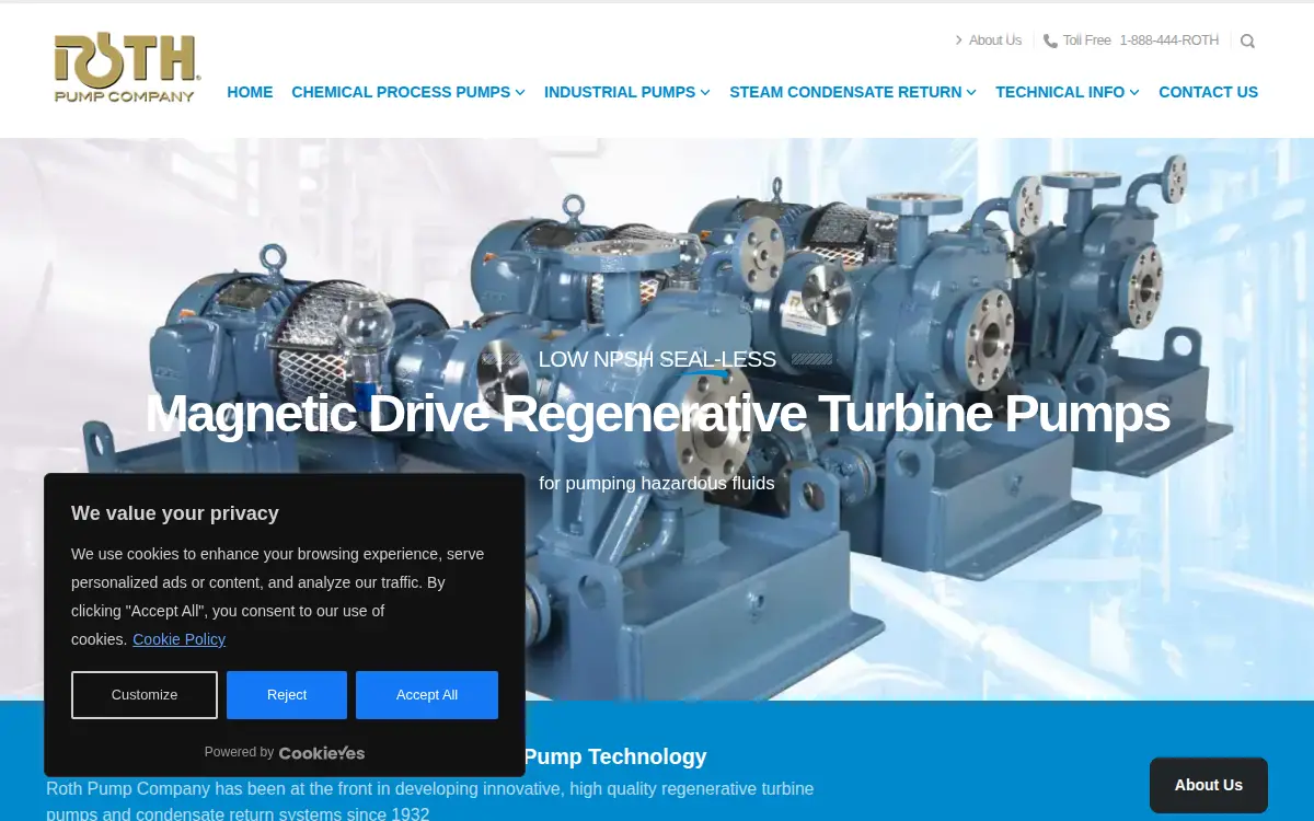 Homepage of Roth Pump CO