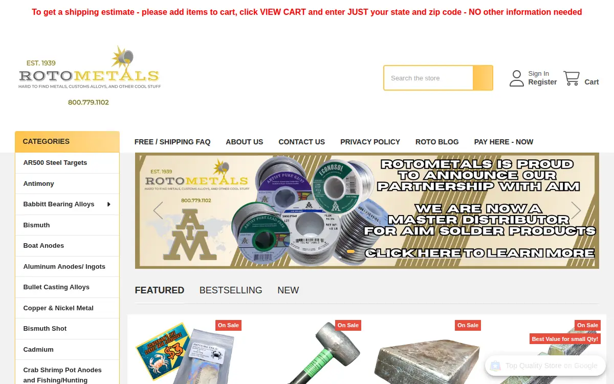 Homepage of Rotometals, INC
