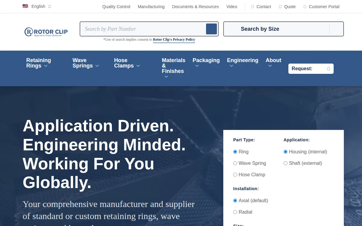 Homepage of Rotor Clip Company, INC.