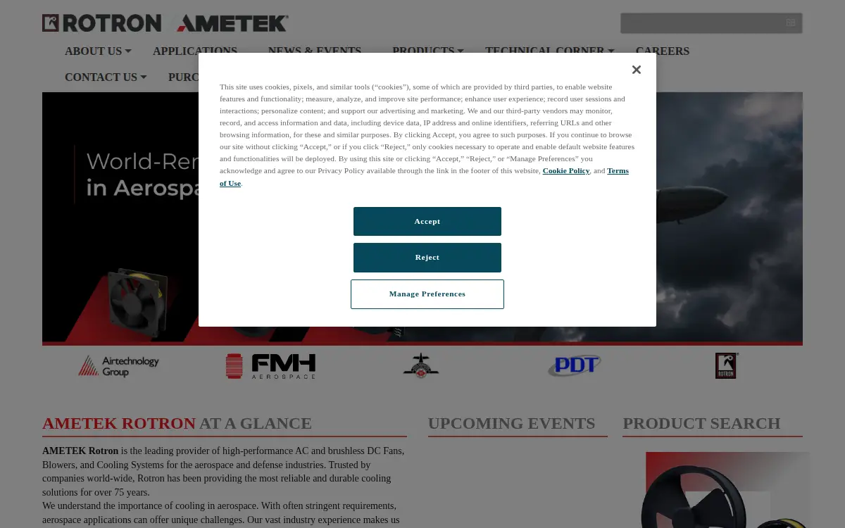 Homepage of Rotron Incorporated