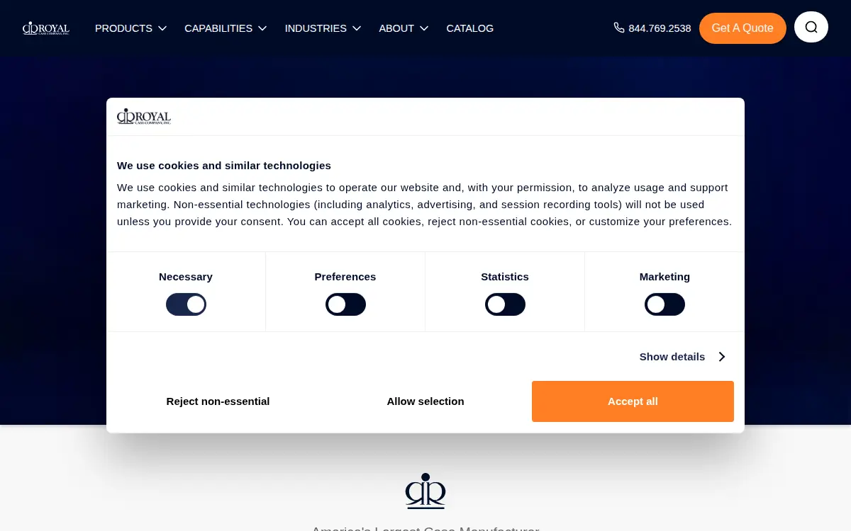 Homepage of Royal Case CO INC