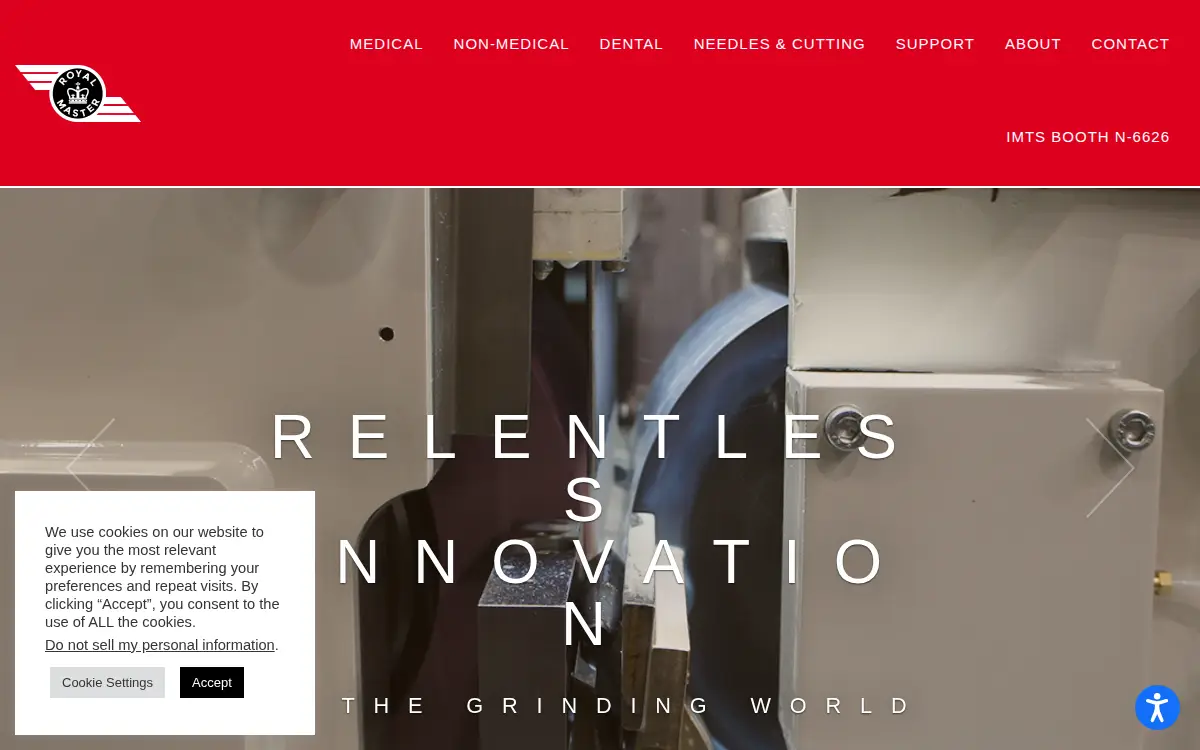 Homepage of Royal Master Grinders, INC.