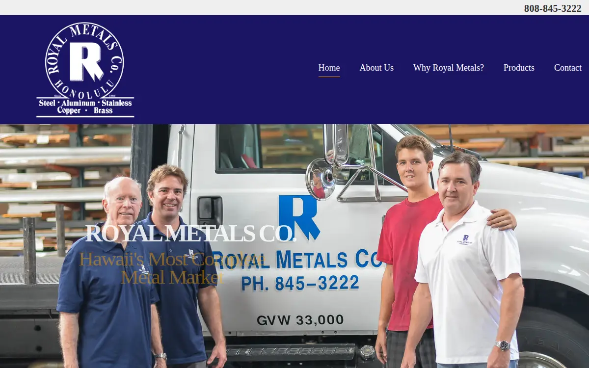 Homepage of Royal Metals Co., INC.