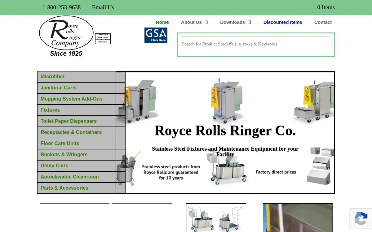Homepage of Royce Rolls Ringer Company