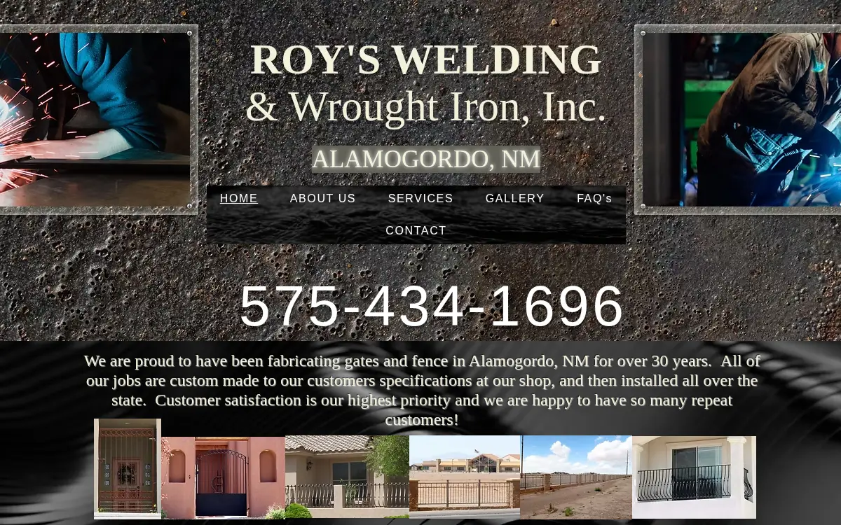 Homepage of Roys Welding & Wrought Iron INC