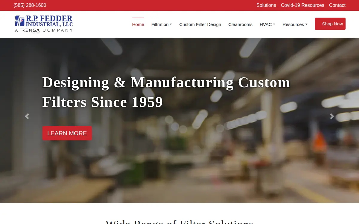Homepage of R. P. Fedder Industrial, LLC