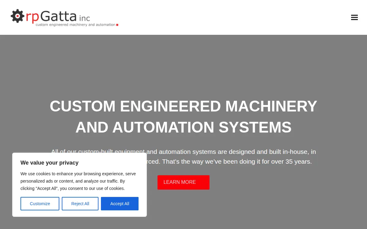 Homepage of R.p. Gatta, INC.