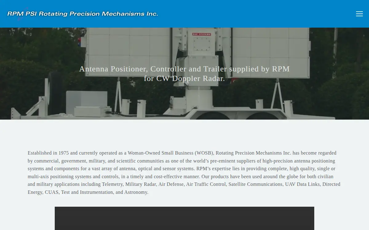 Homepage of Rotating Precision Mechanisms, INC.