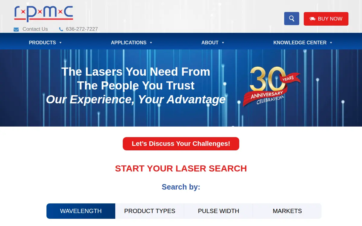 Homepage of Rpmc Lasers INC.
