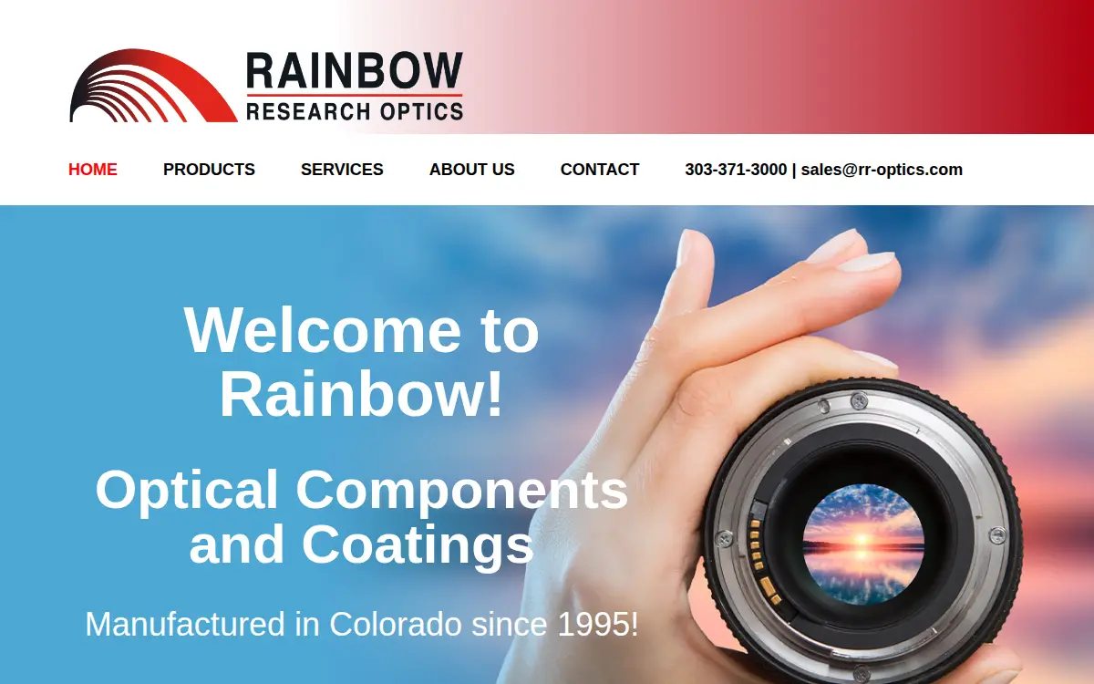 Homepage of Rainbow Research Optics, LLC