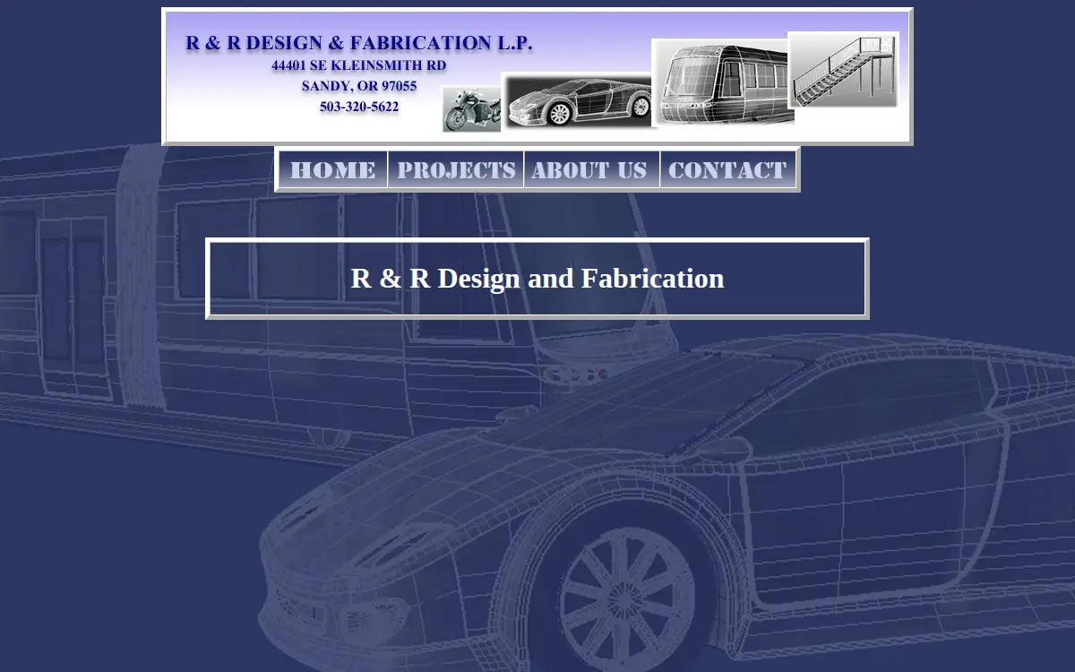 Homepage of R&r Design & Fabrication Limited Partnership