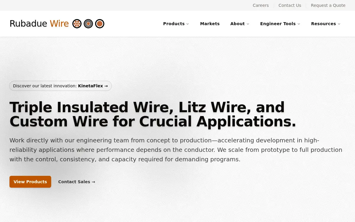 Homepage of Rubadue Wire CO INC