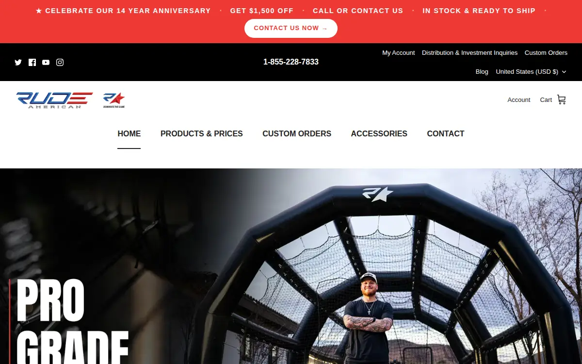 Homepage of R.u.d.e. American Bat Company LLC