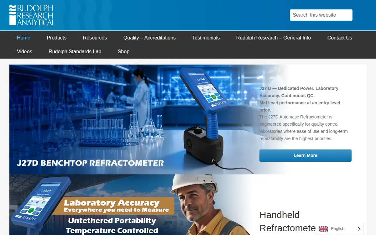 Homepage of Rudolph Research Analytical Corporation