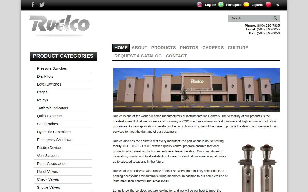 Homepage of Ruelco INC