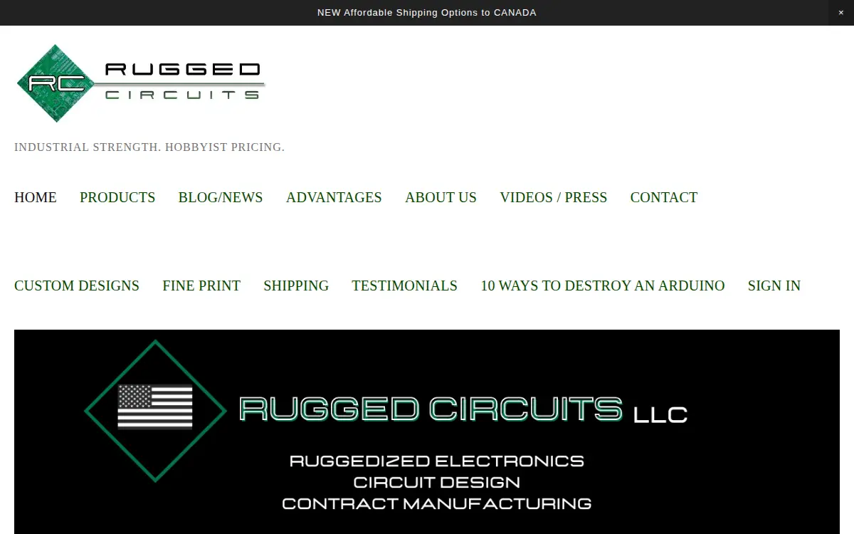 Homepage of Rugged Circuits LLC