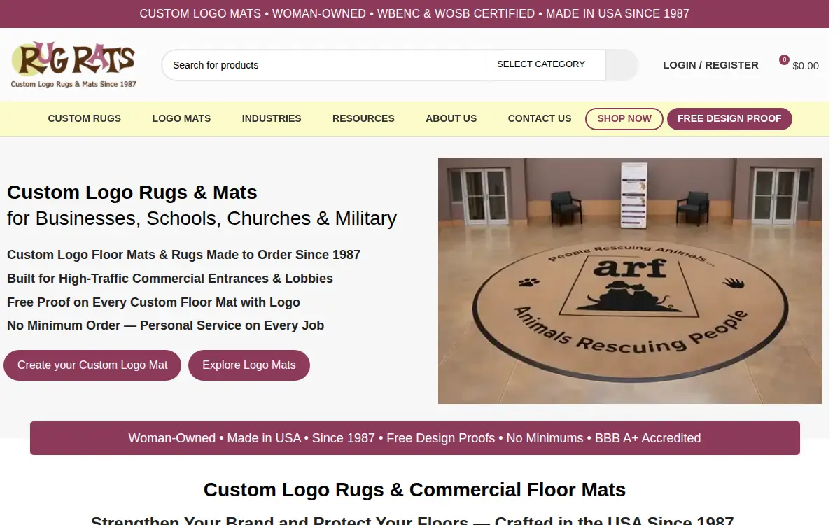 Homepage of Rug Rats, INC.